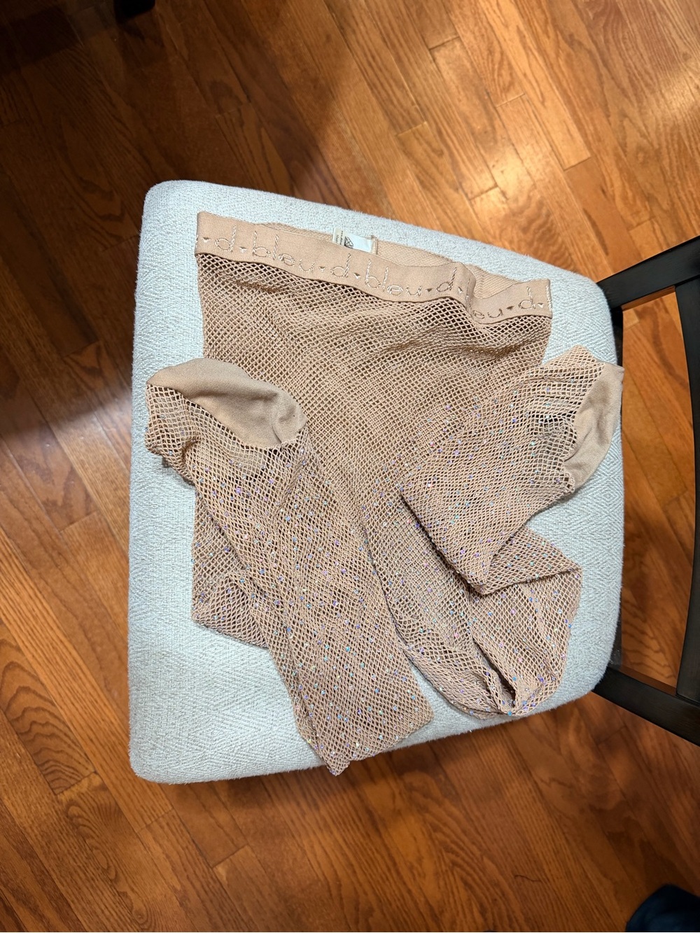D Bleu Dazzled “Diamond Girl” Crystal Skin-Tone Fishnets Size S/M